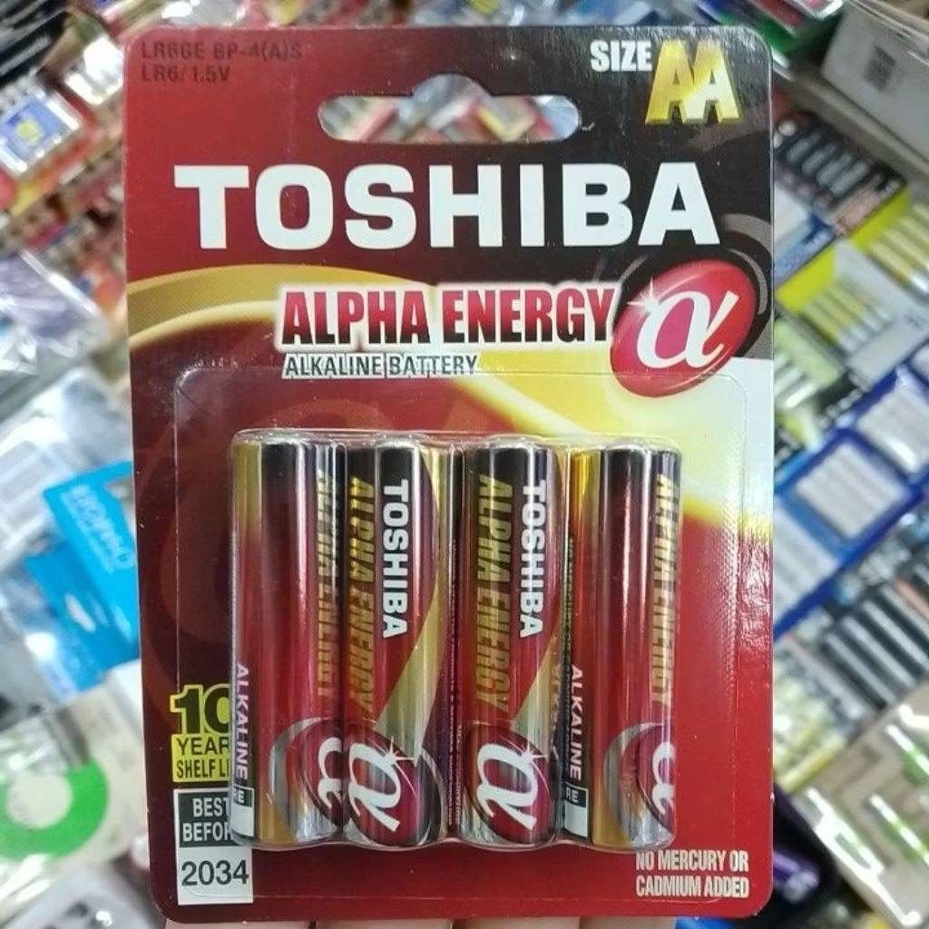 ถ่าน Toshiba Alpha Energy Alkaline AA 1.5V  4ก้อน (LR6GE BP-4) พลังงานนานกว่าAlkaline ทั่วไป ของใหม่ ของแท้