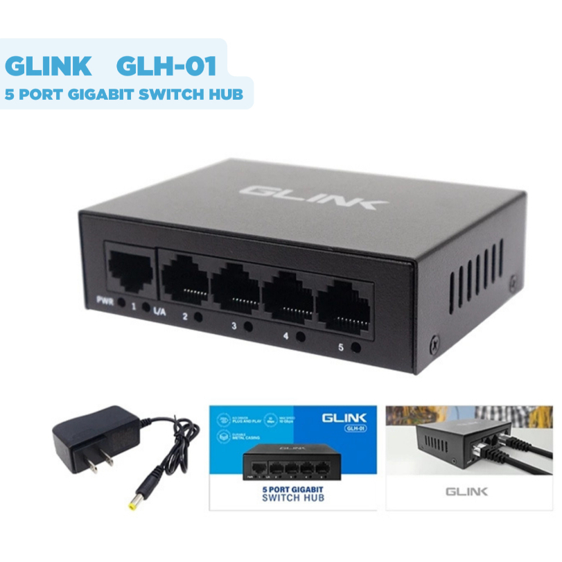 (พร้อมส่ง) GLINK GLH-01 GLH-02, Glink Gigabit Switch Hub 5Port 8Port, สวิตช์ฮับ10/100/1000Mbps Max S