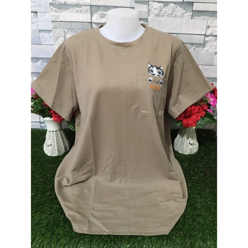 เสื้อยืดผู้หญิง สาวอวบ  เสื้อผ้าผู้หญฺิง แขนสั้น คอกลม รอบอก 48-50นิ้ว รุ่น2511-แมว