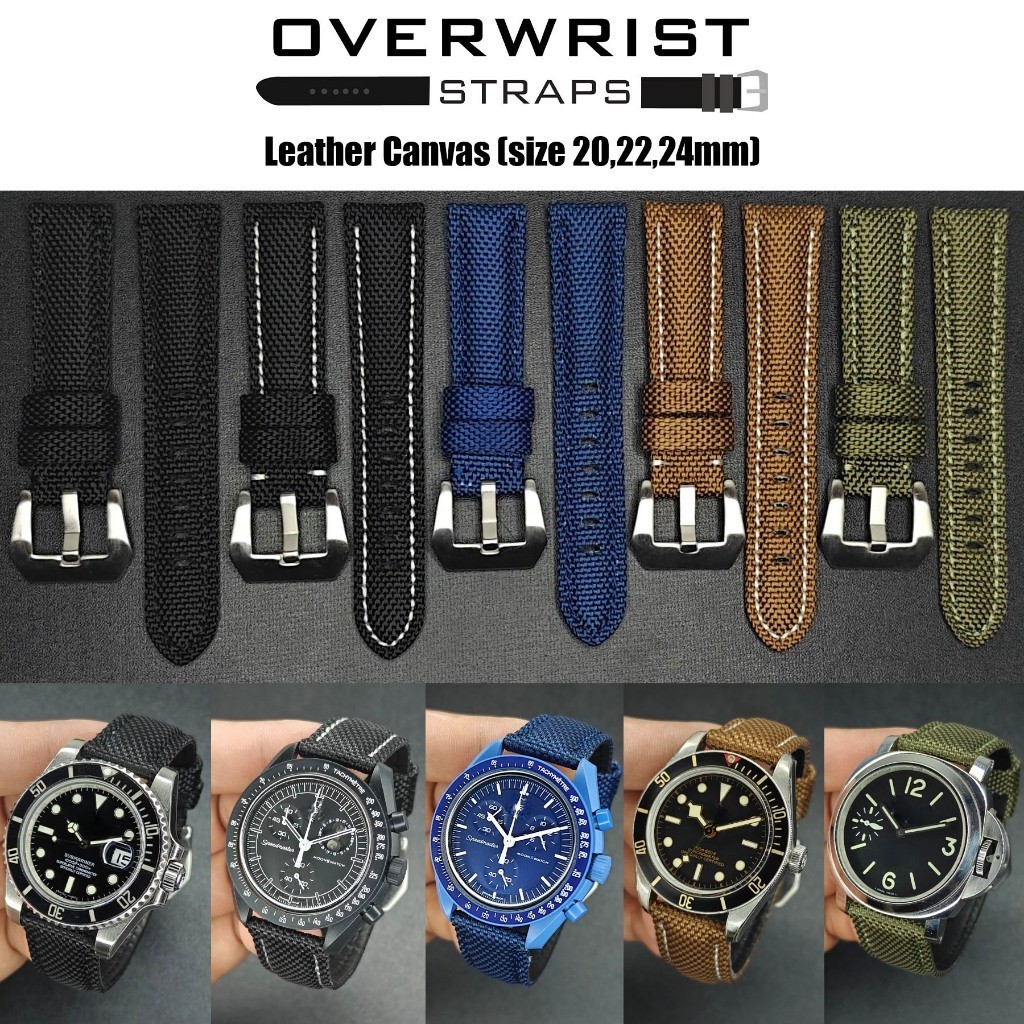 สายนาฬิกา สายหนังวัว แคนวาส รุ่น Leather Canvas Strap