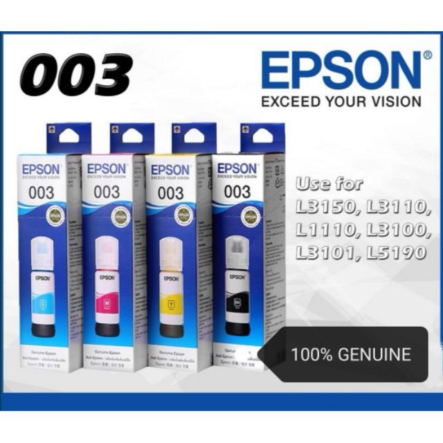 EPSON 003 หมึกแท้ 100% 4 สี BK, C, M, Y แบบแยกสี ของแท้10000% !!พร้อมส่งทุกชิ้น