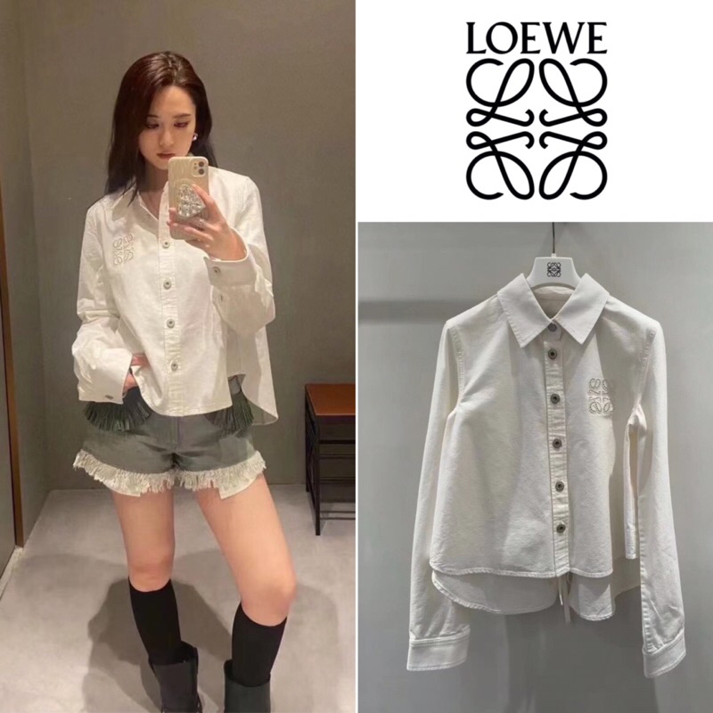 เสื้อเชิ้ตแขนยาว LOEWE EMBROIDERED LOGO COTTON SHIRT