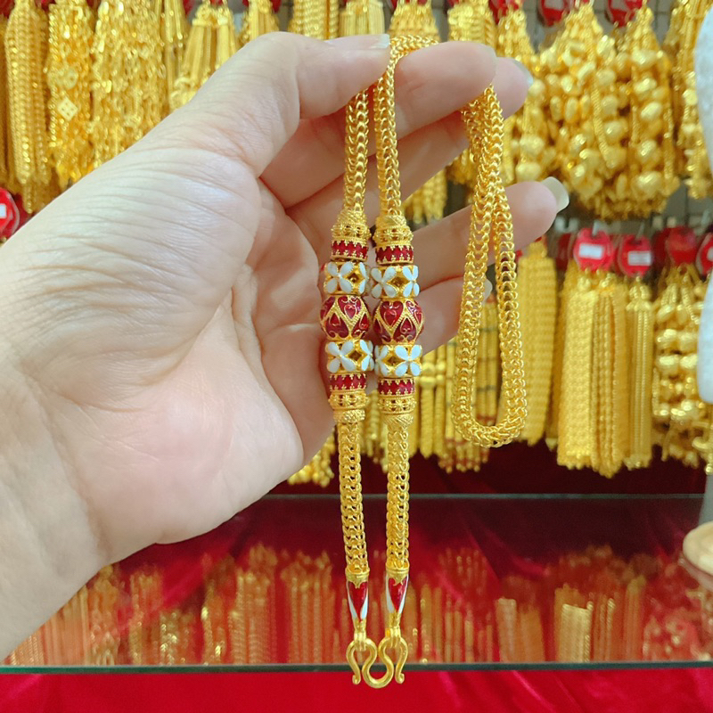 สร้อยคอ5บาท ลงยาสุโขทัย มีให้เลือก3สี ฟรีตะขอ2