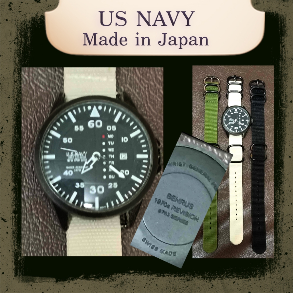 ของแท้ 100% ส่งฟรีเก็บเงินปลายทาง นาฬิกาข้อมือชาย US NAVY  Made in Japan