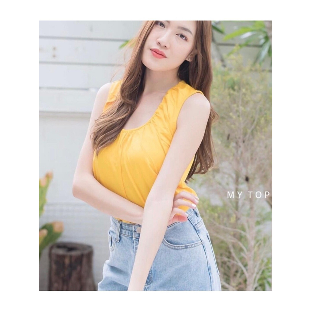 เสื้อแขนกุดคอยู ผ้านุ่มลื่นงานใส่สบายใส่ไม่ร้อน K34