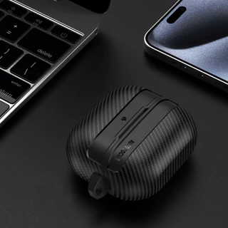 เคส Samsung buds3 / buds 3 pro / buds3 FE เคฟล่าร์ ลายคาร์บอนไฟเบอร์ ฝาครอบ คลิปล็อค พร้อมที่คล้อง (Model.24-7)