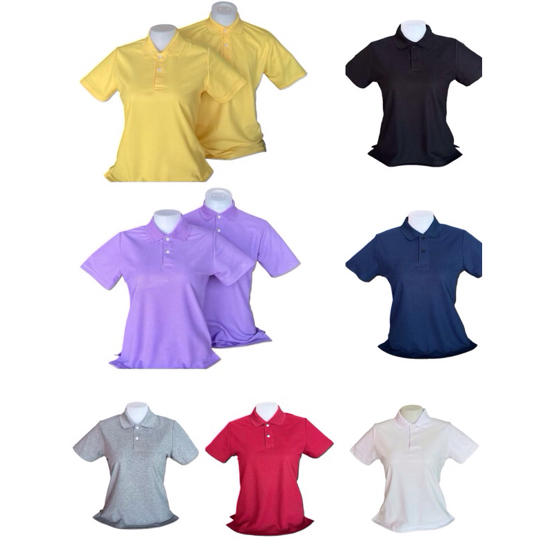 พร้อมส่ง!! เสื้อโปโล สีล้วน สีแดง สีดำ สีขาว สีเทา สีกรม สีม่วง สีเหลือง