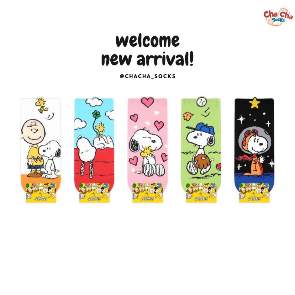 Chacha socks – ถุงเท้าข้อสั้น Snoopy day ankle socks แบรนด์ kikiya นำเข้าจากเกาหลี