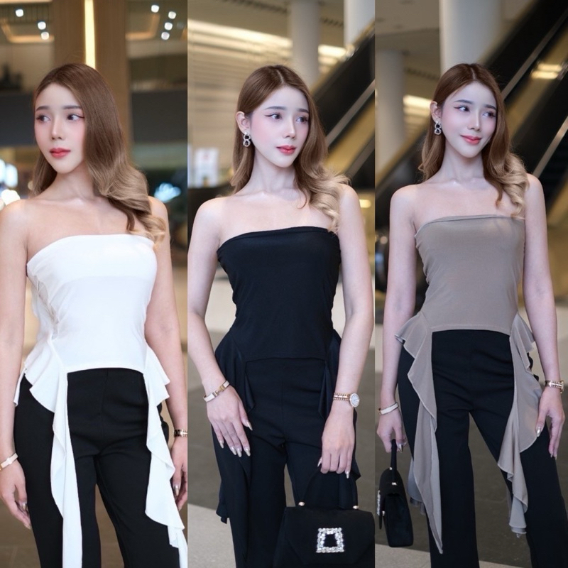 เสื้อเกาะอกฃ รุ่นแมงกะพรุน สีพื้น สไตล์Y2Kเปิดไหล่เข้ารูป ทรงสวย แมทช์ได้ทุกลุค สีสวยขับผิวสุดๆ จัดเลยค่า