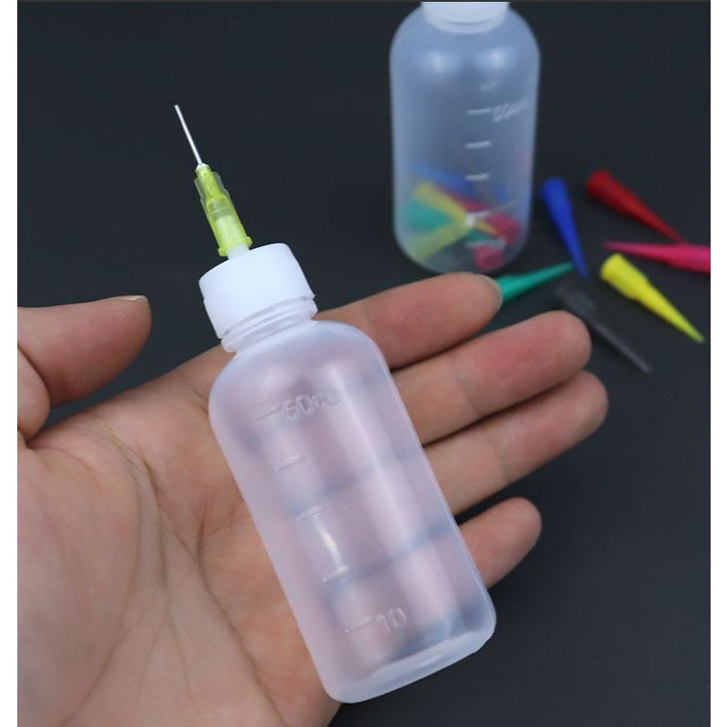 ขวดพลาสติก พร้อมหัวฉีดเข็ม และหัวฉีดพลาสติก 50g 005442