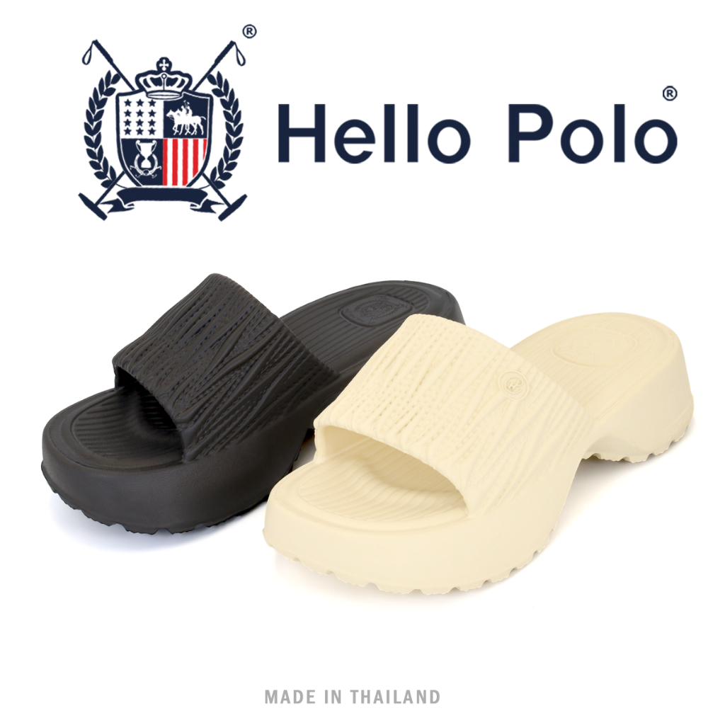 Hello Polo รองเท้าแบบสวม รองเท้าแฟชั่น พื้นหนา กันลื่น รองเท้านิ่มเหมือนเหยียบอึ เบาสบาย ดีไซน์เพรียว รองเท้านุ่ม HP8040