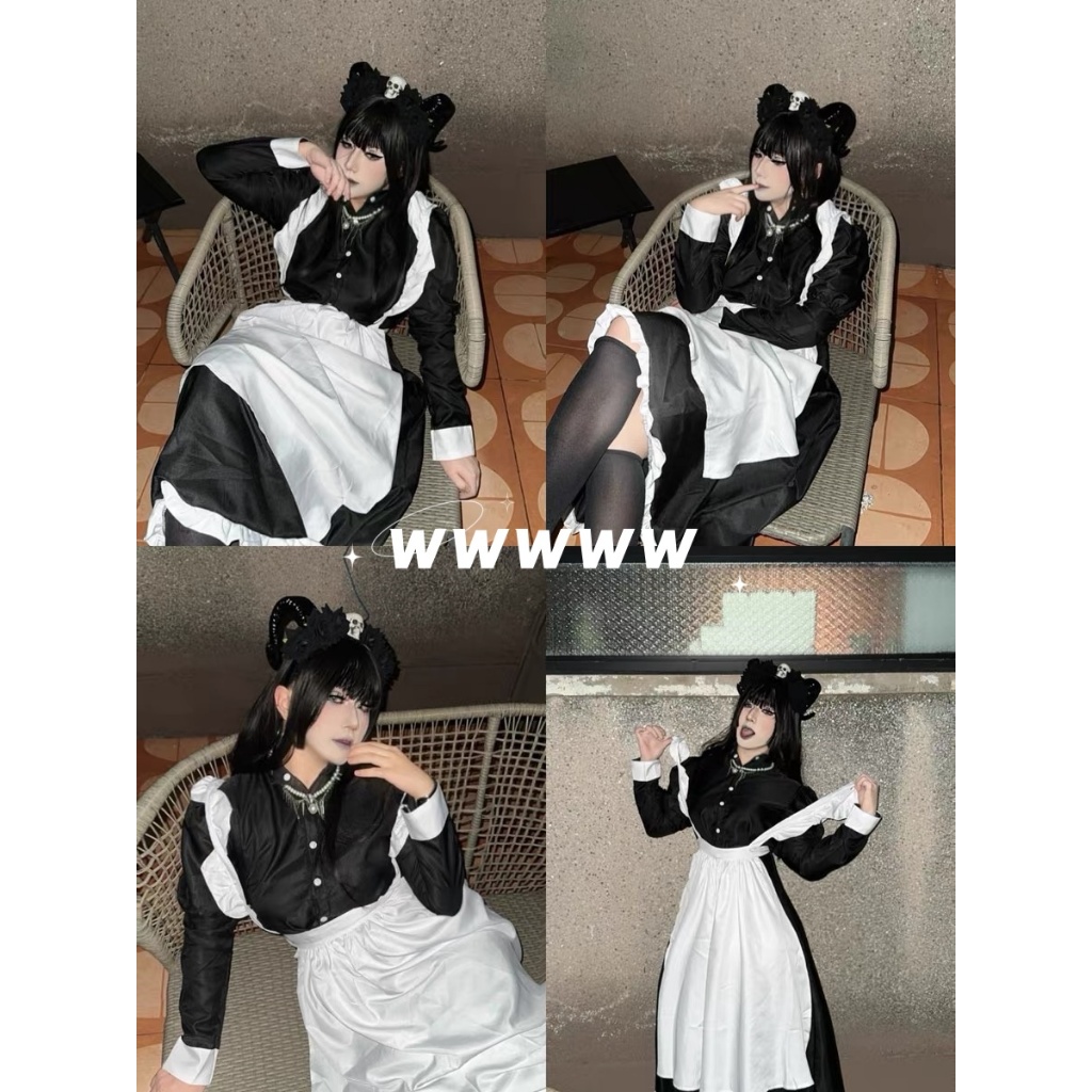 ชุดเมด 💥พร้อมส่งทันที💥maid ชุดคอสเพลย์ รุ่นชุดเมดยาวคอปีน (MY) 🏍️💨ส่งไวจาก กทม.