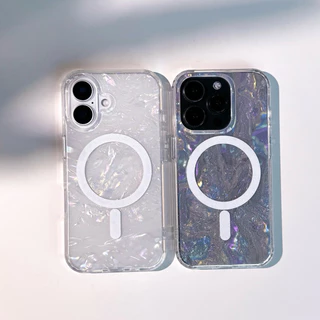 [i17]พร้อมส่ง🧊 T5S192 เคสน้ำแข็งกากเพชรชาร์จไร้สาย Rainbow Glitter Ice เคสแม่เหล็ก ✨เคสไอโฟน for iphone11-17air,17Promax