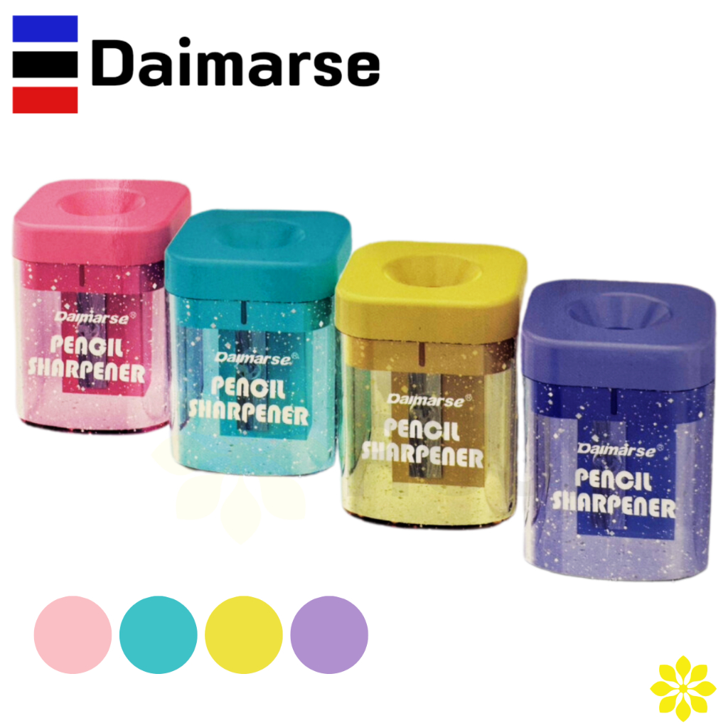 Daimarse DMS-840 คละสี 1 ชิ้น กบเหลาดินสอ พกพา สีพาสเทล ใบมีด Stainless คม แข็งแรง มีช่องเก็บขี้ดินส