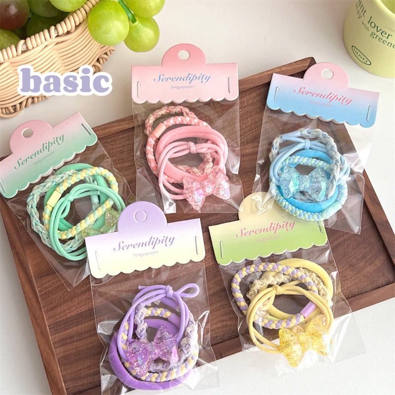 Cute 306 ยางมัดผม ยางรัดผม หนังยางสีหวาน 4 ชิ้น/แพ็ค