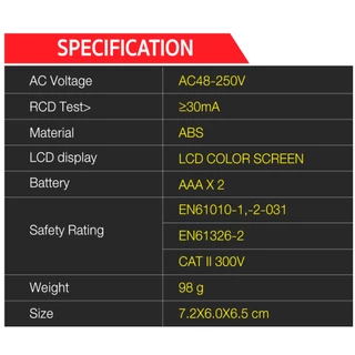 SUMO เครื่องตรวจเช็คเต้ารับไฟฟ้า รุ่น 107 อ่านค่าง่าย ตรวจเช็คระบบกันไฟรั่ว (RCD) ตรวจจับวงจร