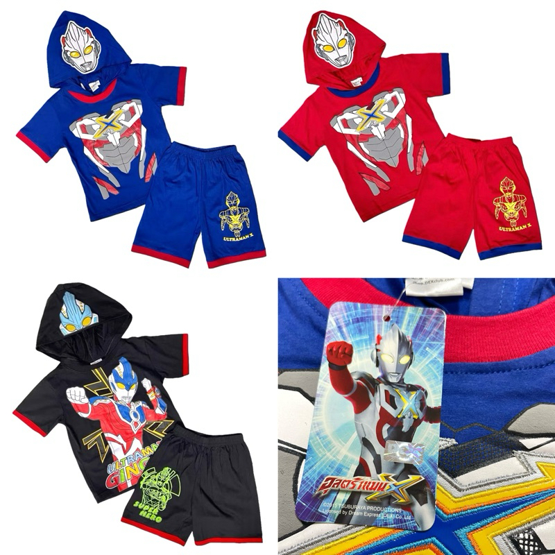 kidcity แฟนซีเด็ก อุลตร้าแมน ชุดแฟนซีเด็ก ชุดเสื้อกางเกงขาสั้น Ultraman ไดน่า กิงกะ ของแท้