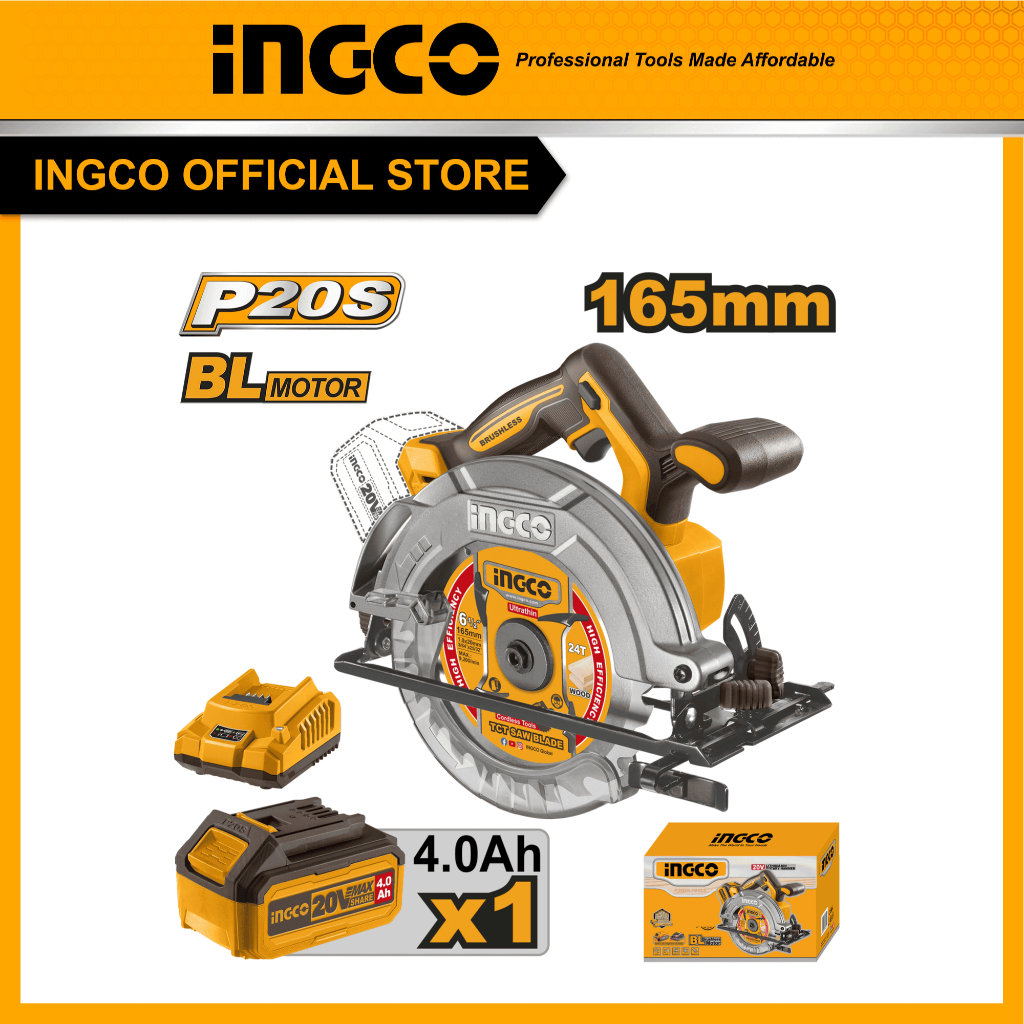 INGCO ชุดเลื่อยวงเดือน 6"" รวมแบตและแท่นชาร์จ CSLI16521
