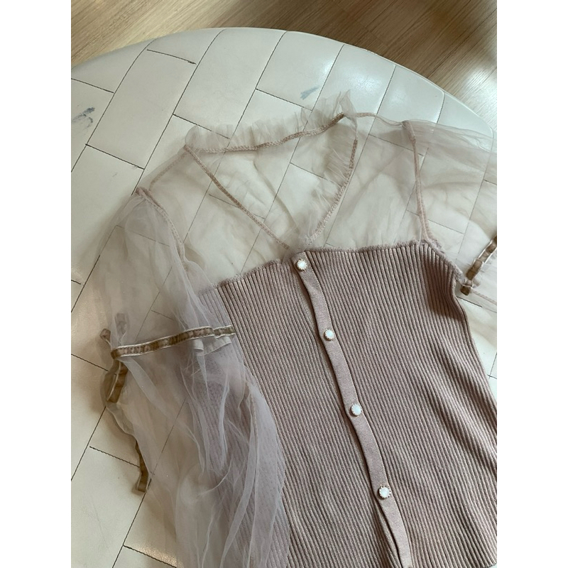 เสื้อทำบุญ สีครีม สีเนื้อ เรียบหรูดูแพง ไหมพรมเข้ารูป ซีทรู แขนยาวกระดุมหน้า