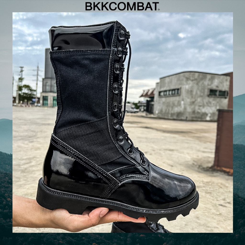 รองเท้าจังเกิ้ล รหัส BJ01 หนังขัดมันพรีเมี่ยม หนังวัวแท้ สูง11นิ้ว ทรงRหัวมน ทรงUS - รูปที่ 2