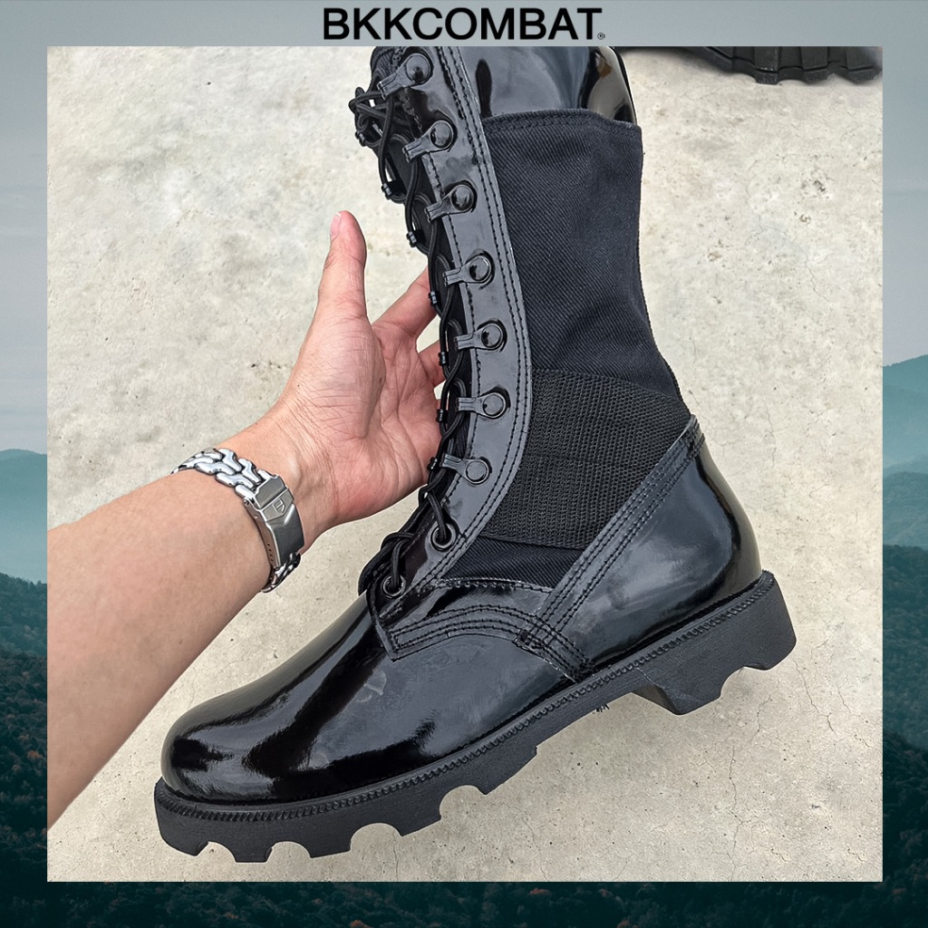 รองเท้าจังเกิ้ล รหัส BJ01 หนังขัดมันพรีเมี่ยม หนังวัวแท้ สูง11นิ้ว ทรงRหัวมน ทรงUS - รูปที่ 3