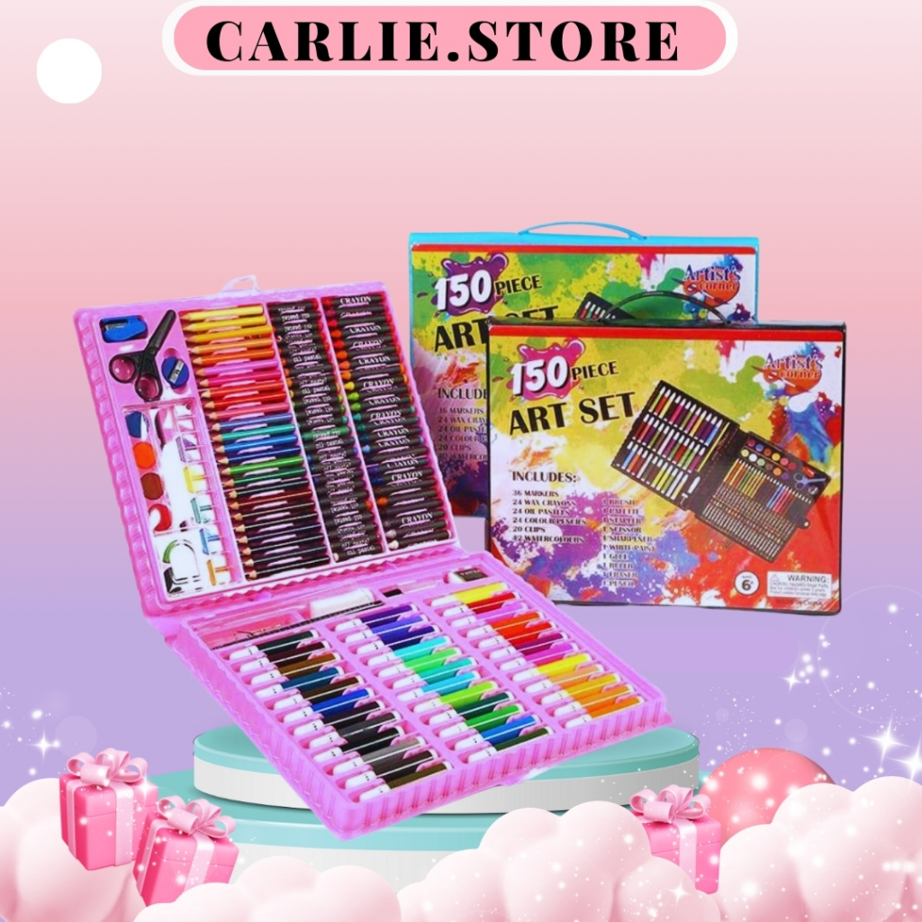 พร้อมส่ง ชุดระบายสี Art ปากกาสีน้ำดินสอสีพาสเทล 150 ชิ้น ชุดระบายสีราคาถูกๆ ชุดวาดรูปเด็ก อุปกรณ์เครื่องเขียนเด็ก