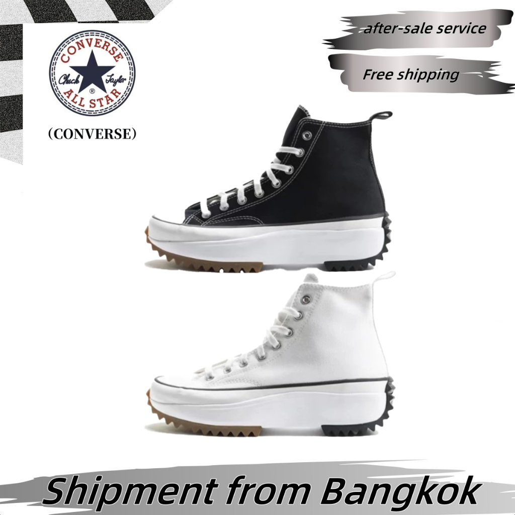 【100%ของแท้】Converse Run Star Hike ผ้าใบ รองเท้า 166769C 169437C สีดำ/ขาว Converse canvas shoe