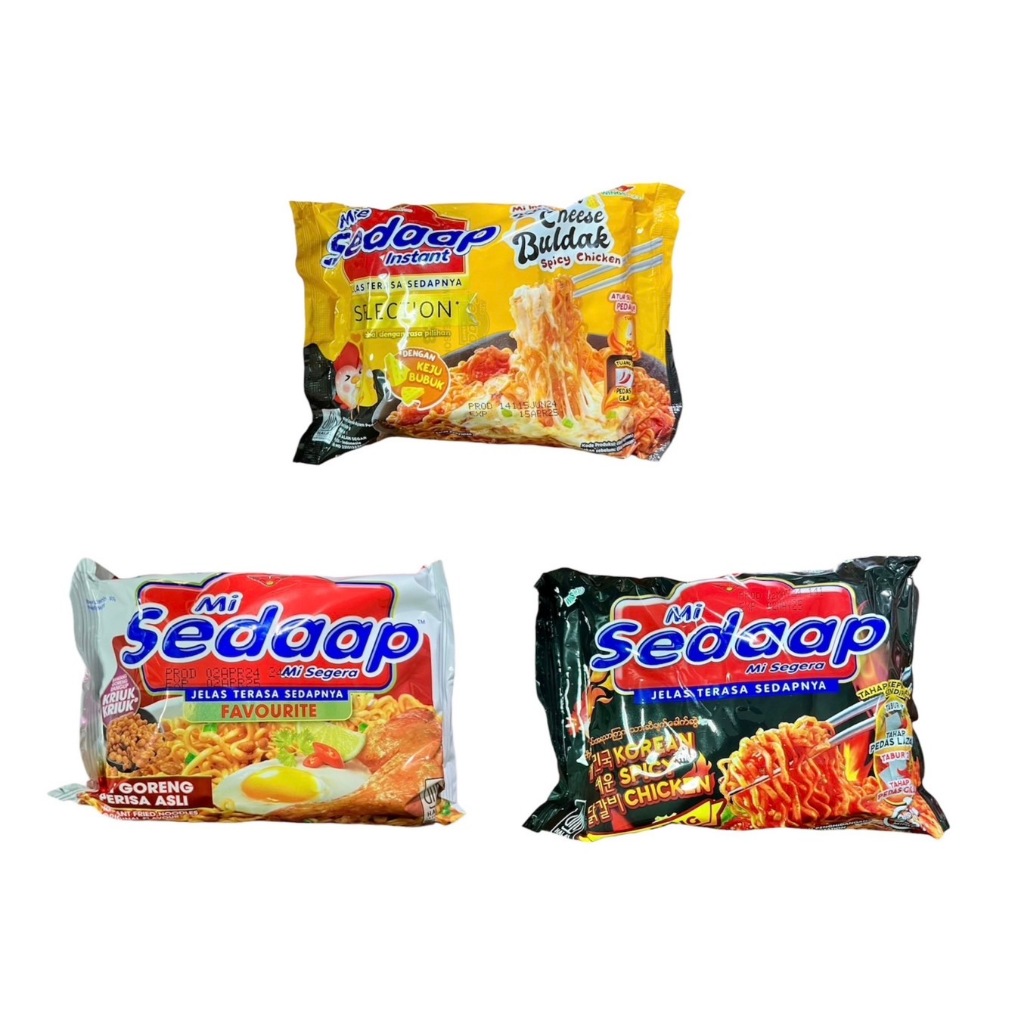 (3ซอง) Mi Sedaap.​มาม่าซือดะ​ ไก่เผ็ด​ สไตล์เกาหลี​ บะหมี่เผ็ดกึ่งสำเร็จรูป แบบแห้ง​ ฮาลาล