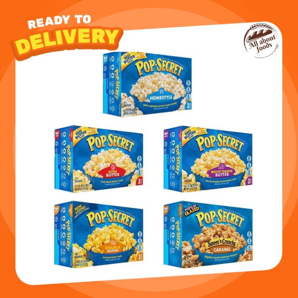 Pop Secret Microwave Popcorn ป๊อปซีเคร็ท ป๊อปคอร์น ไมโครเวฟ (1 กล่องมี 3/6/12 ซอง)
