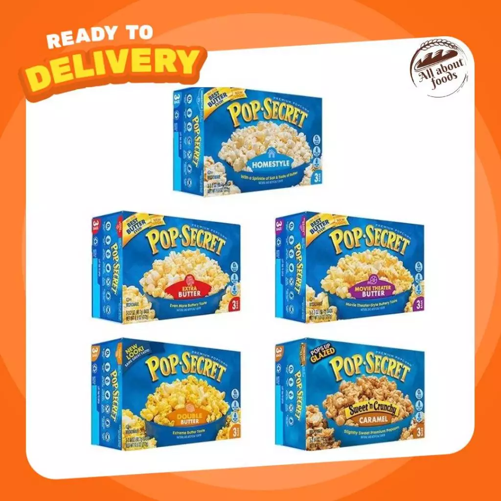 Pop Secret Microwave Popcorn ป๊อปซีเคร็ท ป๊อปคอร์น ไมโครเวฟ (1 กล่องมี 3/6/12 ซอง)