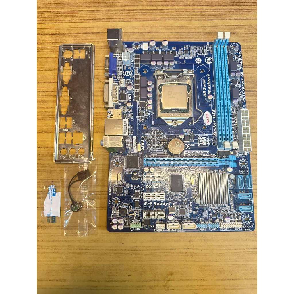 เมนบอร์ด LGA1155 GIGABYTE H61MA-D3V รองรับเจนที2-3  มือสอง สภาพดี พร้อมส่ง แถมฟรี I3-2100