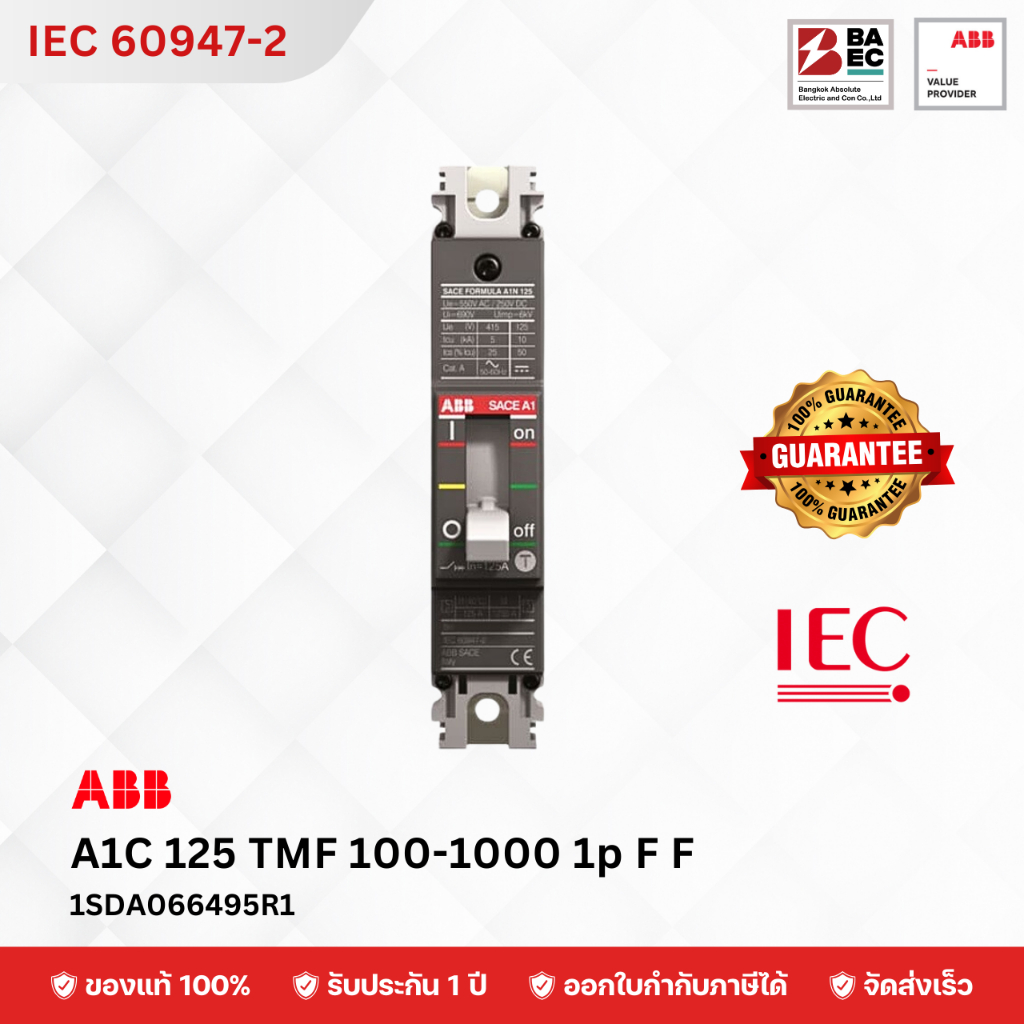 MCCB Formula A1C 125 TMF 100-1000 1p 18 ka F F