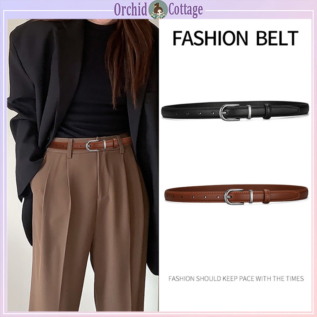 [จัดส่งจากกรุงเทพ] 2024 แบบใหม่ สุภาพสตรี เข็มขัดบาง หัวเข็มขัด ไฮเอนด์ อเนกประสงค์ เข็มขัด เรียบง่าย