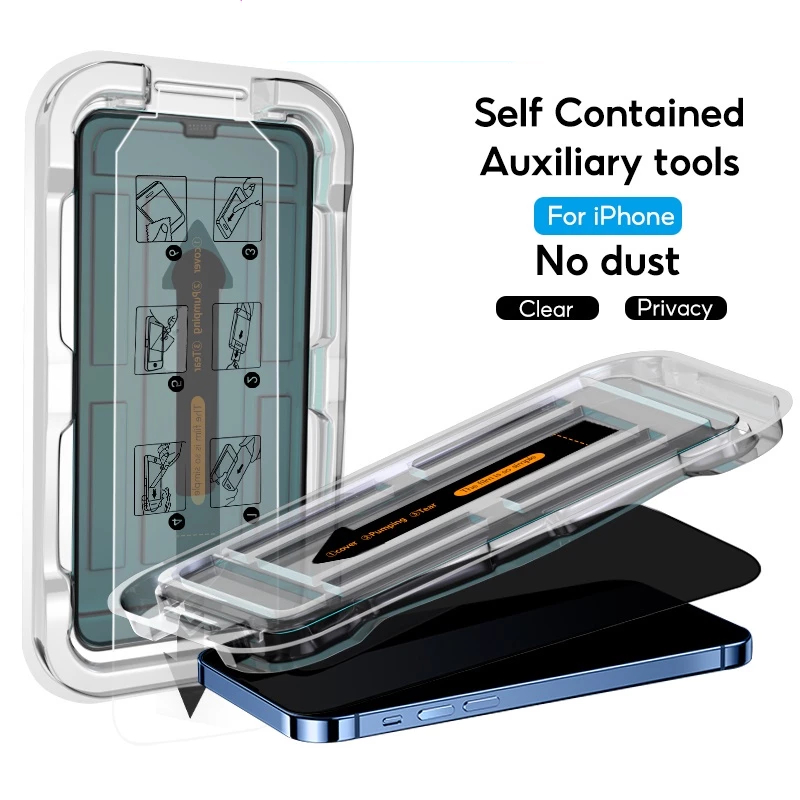 เต็มจอแบบเคส สำหรับ iphone 11 12 13 14 15 16 Pro Max 6 6s 7 8 Plus SE 2020 XR XS Max X XS ฟิล์มกันมองกันเสือก