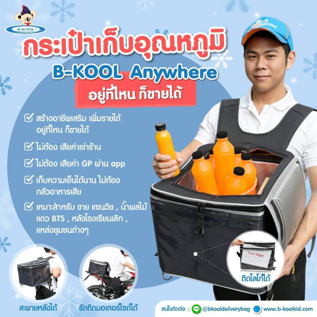 กระเป๋าเก็บความเย็น รุ่น Any Where B-KOOL  " ใส่ น้ำแข็งใน กระเป๋าได้ ไม่รั่วซึม"