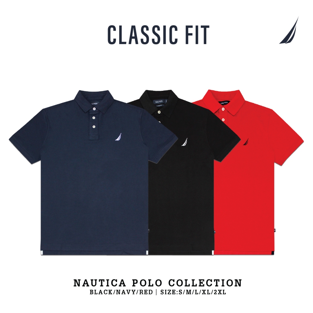 NAUTICA POLO SHIRT เสื้อโปโลนอติก้า K37502 สีดำ