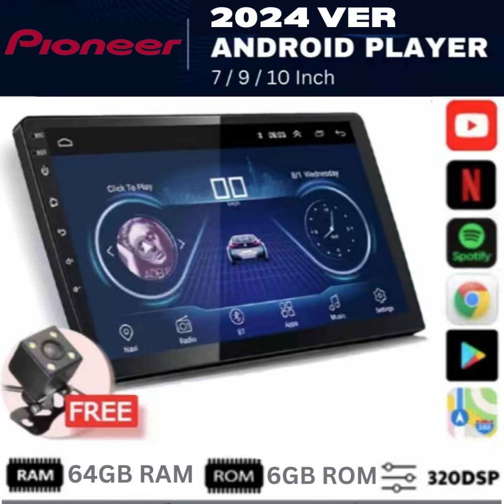 PIONEER จอ android รถยนต์ 7/9/10INCHES วิทยุรถยนต์ 6RAM+64ROM วิทยุระบบ android เครื่องเสียง ดนตรี