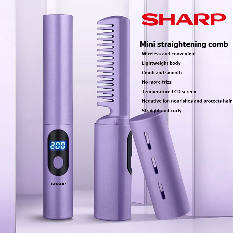 SHARP หวีไฟฟ้าไร้สาย หวีไฟฟ้าผมตรง หวียืดผมตรง ไดร์ม้วนผม หวีไดร์ผมไฟฟ้า ที่หนีบผมไร้สาย ผมตรงผมหยิก