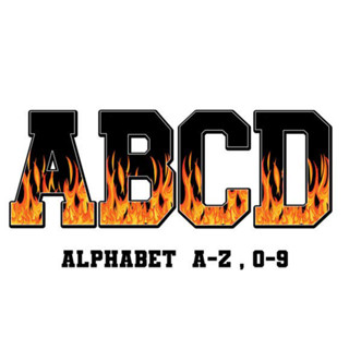 ตัวรีดติดเสื้ออักษร   A- Z และ ตัวเลข  F.32  Font ลายไฟ ลูกไ…