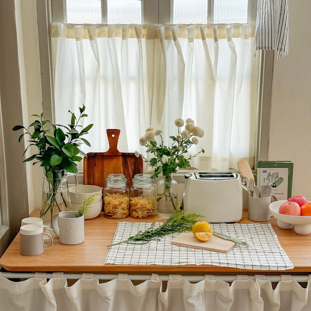 แนะนำ ผ้าม่าน ผ้าม่านเคาน์เตอร์ครัว แบบซ่อนหู Solstice Home ผ้าม่านสั้น ม่านครึ่งหน้าต่าง เลือกสีเอง สั่งตัดตามขนาด ราคาพิเศษ มีเก็บเงินปลายทาง