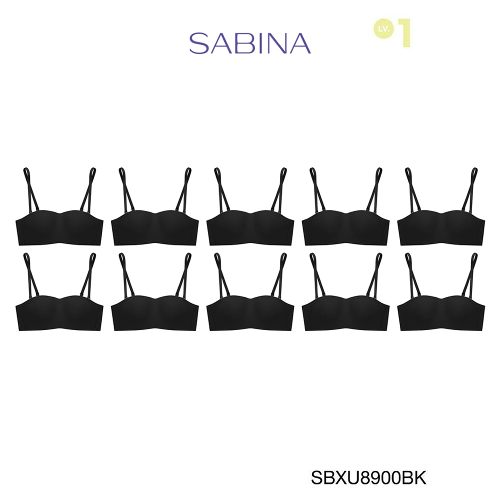 Sabina เสื้อชั้นใน (Set 10 ชิ้น) Invisible Wire (ไม่มีโครง) รุ่น Pretty Perfect รหัส SBXU8900BK สีดำ