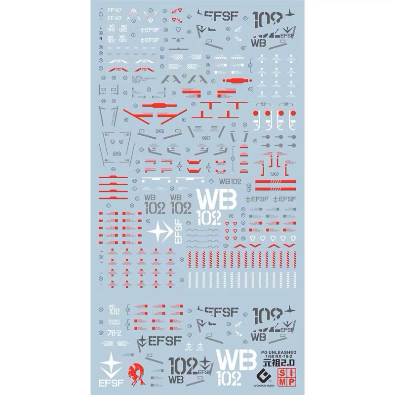 Water Decal Pg RX-78-2 Unleashed Gundam