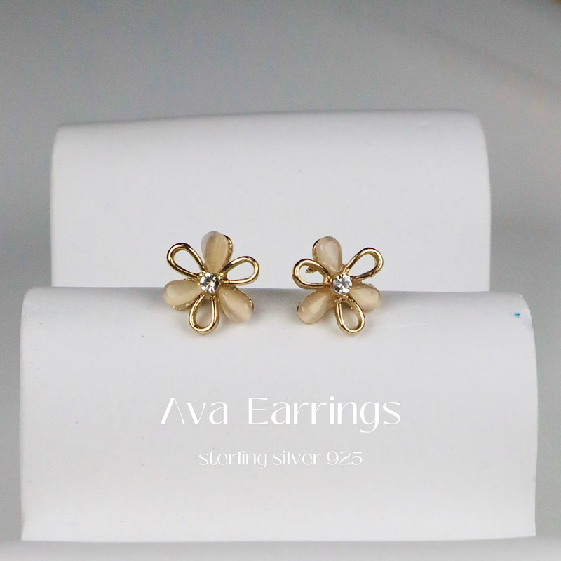 ต่างหูแฟชั่นสไตล์เกาหลี เงินแท้ 925 เคลือบทองเหลือง ไม่ลอก ไม่ดำ ไม่คัน ผิวแพ้ง่ายใส่ได้ รุ่น SE16