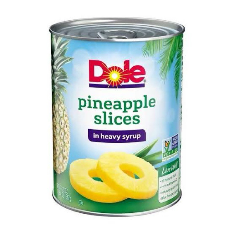 Dole Pineapple Slices โดล สับปะรดเต็มแว่นในน้ำเชื่อมเข้มข้น 567 กรัม