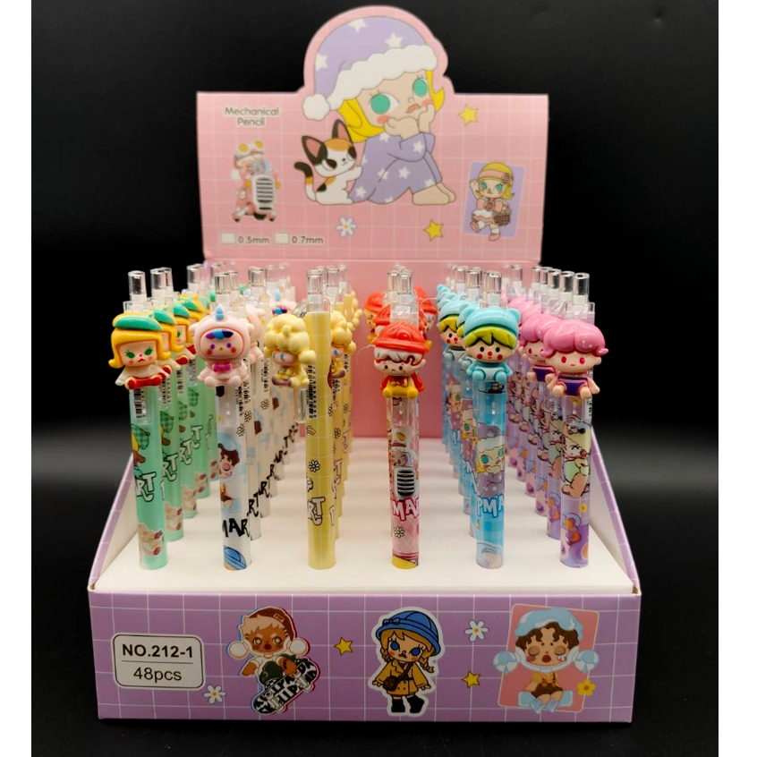 (แพ็ค48ชิ้น)ดินสอกดไส้ 0.5MM สุ่มลายการ์ตูนPopmart (212-1) น่ารัก น่าใช้ เครื่องเขียน โรงเรียน