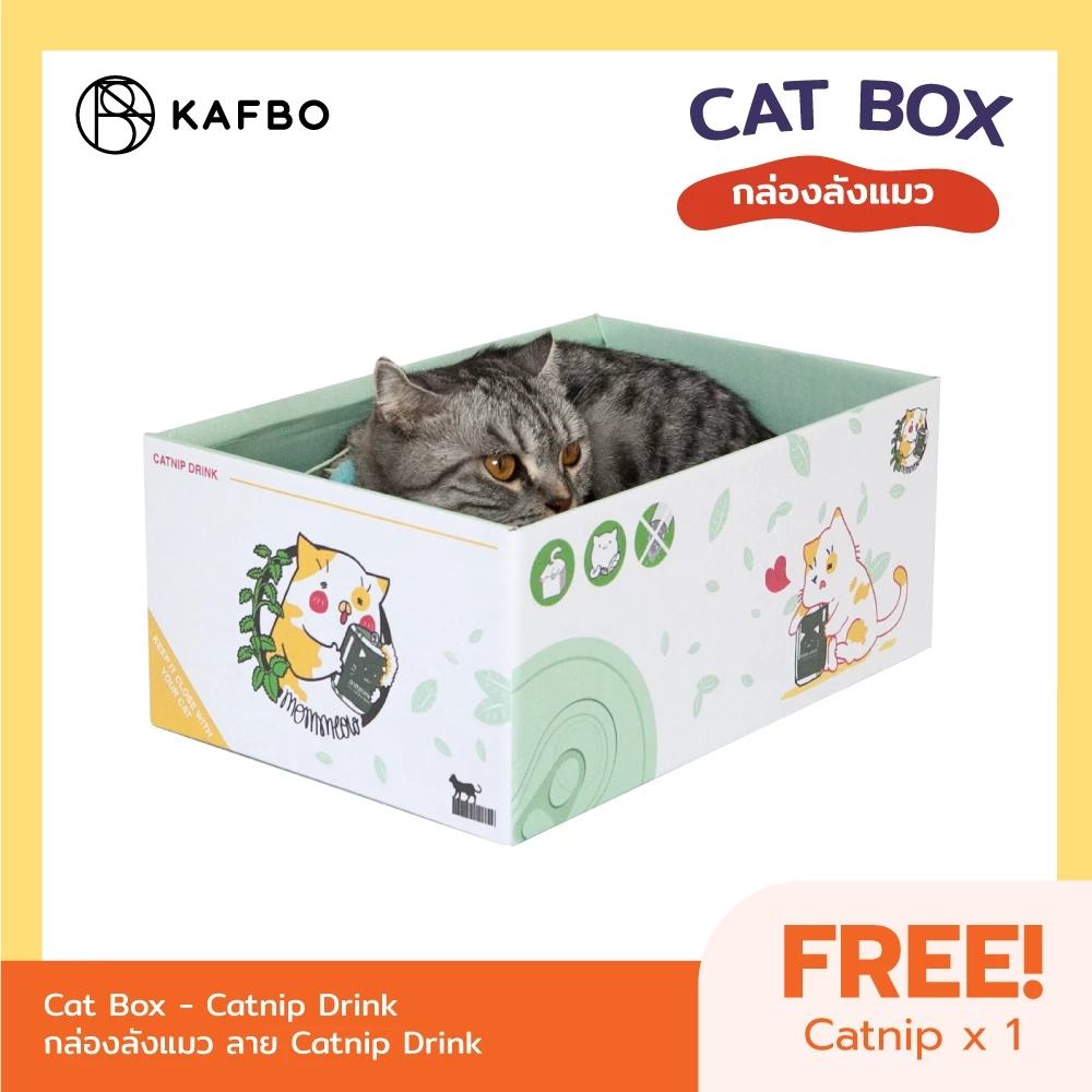 KAFBO Cat box - Catnip drink กล่องลังแมว บ้านแมว ที่ลับเล็บแมว ที่ฝนเล็บแมว
