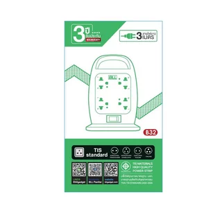 บีแอลแอล ปลั๊กไฟ TOWER 1สวิตซ์ 8ช่อง 3ม. รุ่น B32 BLL PLUG TOWER 1SWITCH 8 SOCKET 3M B32