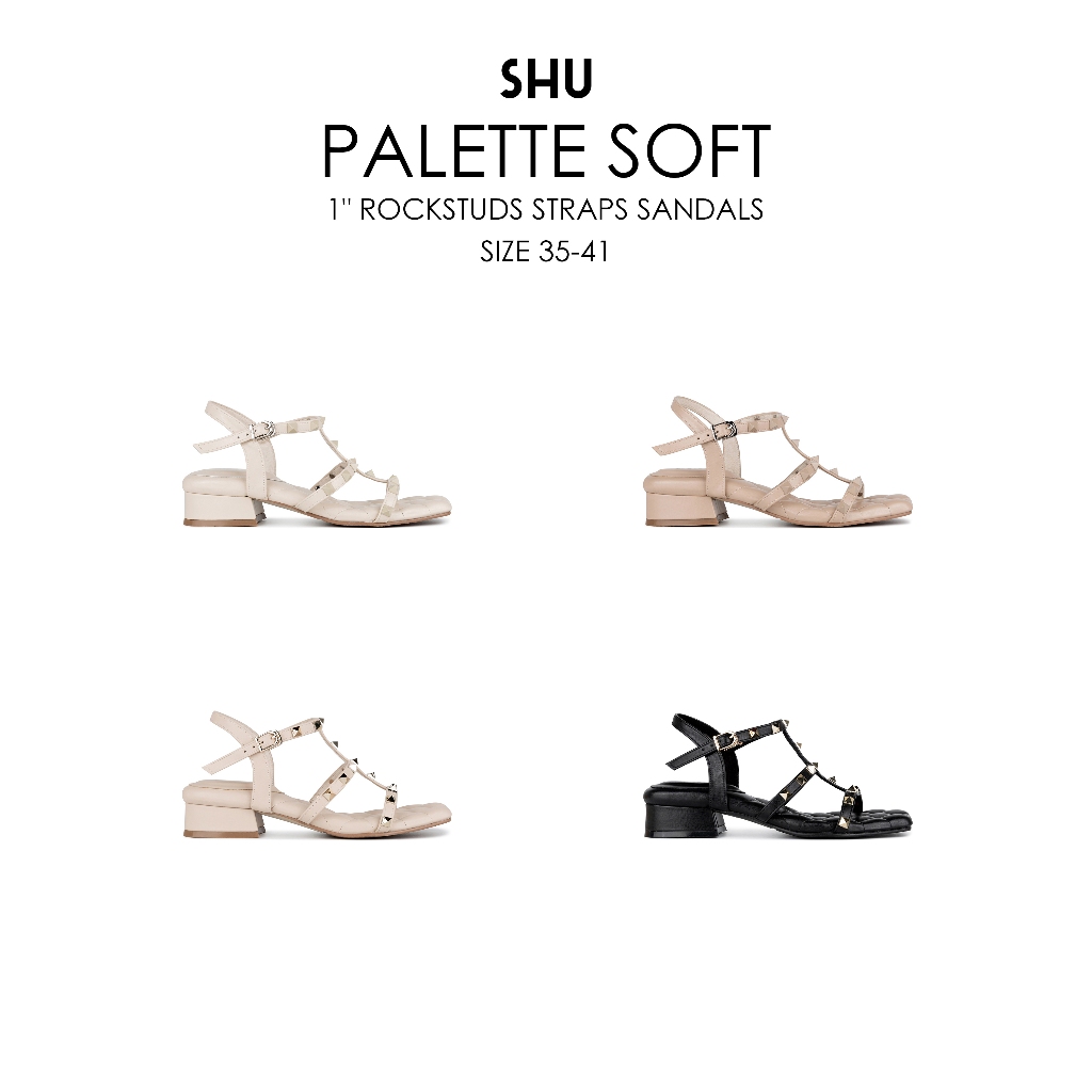 SHU PALETTE SOFT 1" ROCKSTUDS STRAPS SANDALS รองเท้ารัดส้น