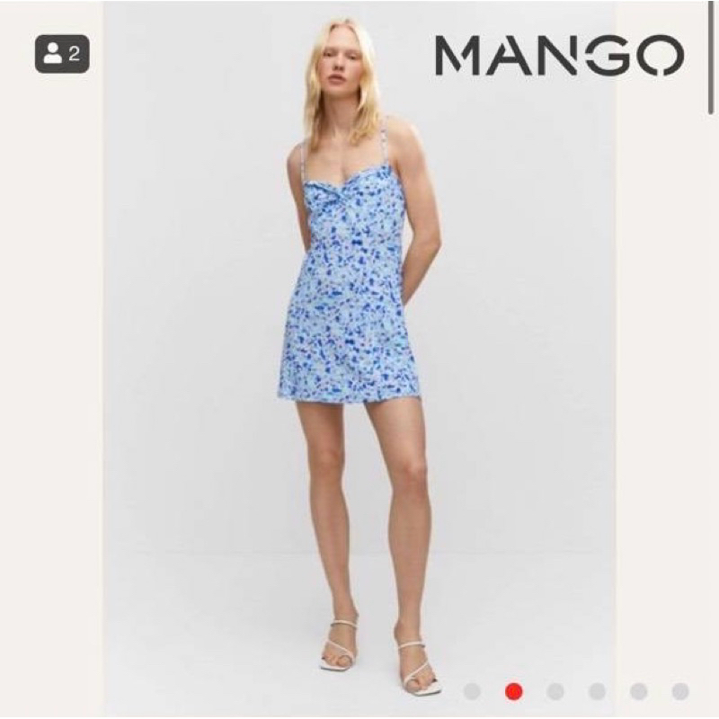 Mango💯 เดรสสั้นสายเดี่ยว เนื้อผ้าเบาใส่สบาย ดีเทลสีคือน่ารักสุดๆ ผ้ายืดได้เยอะ