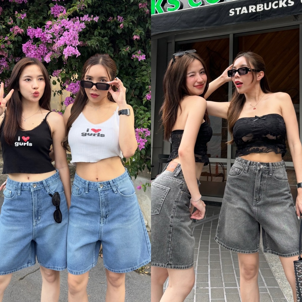 ยีนส์SARAN P12 กางเกงยีนส์ขาสั้น3ส่วน (Jorts jeans)